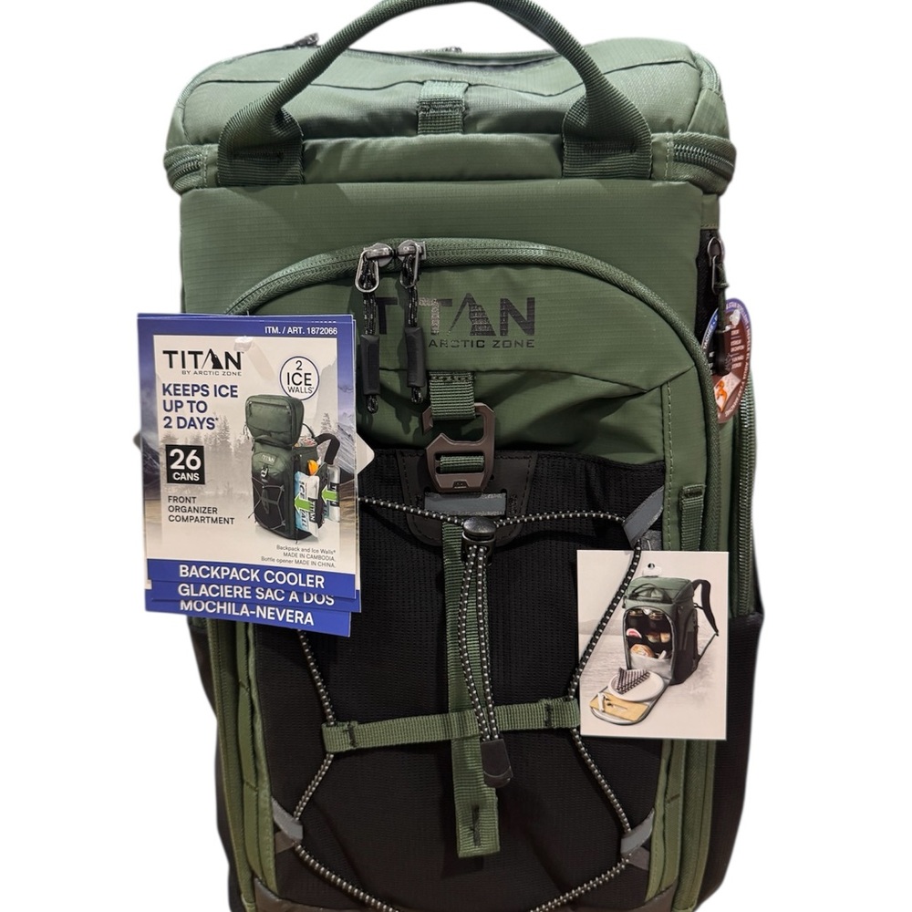 Titan Green and Black cooler backpack
